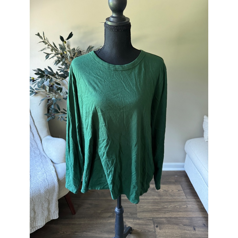 Old Navy Everywear XL Forest Green Long Sleeve Crew Neck T-Shirt Solid